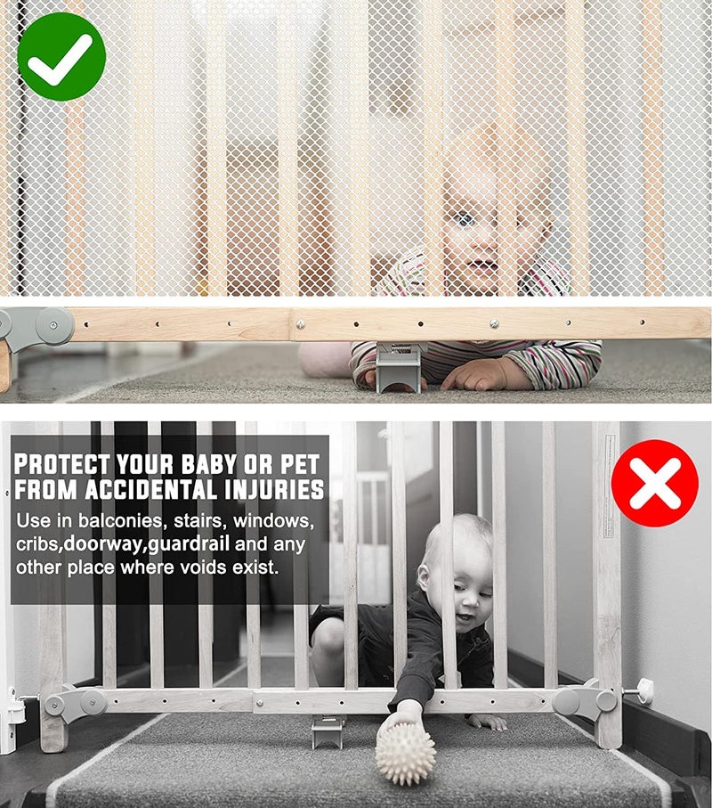 JIFTOK Stairway Net - Baby Safety Rail - Balcony Railing Guard -10ft L x 2.6ft H Banister Proofing Stair for Child, Small pet,Toy- Indoor & Outdoor(White) - Image 5